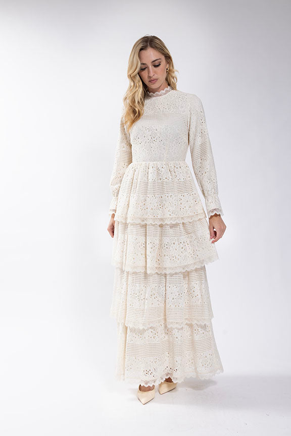 SOIE Eyelet Layered Gown