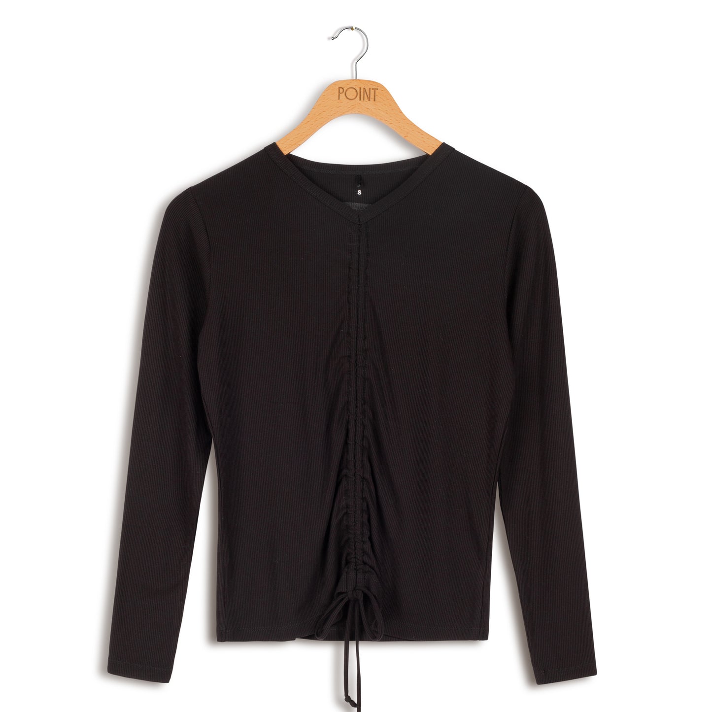 POINT L/S CROPPED RUCH TOP
