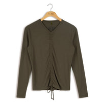 POINT L/S CROPPED RUCH TOP