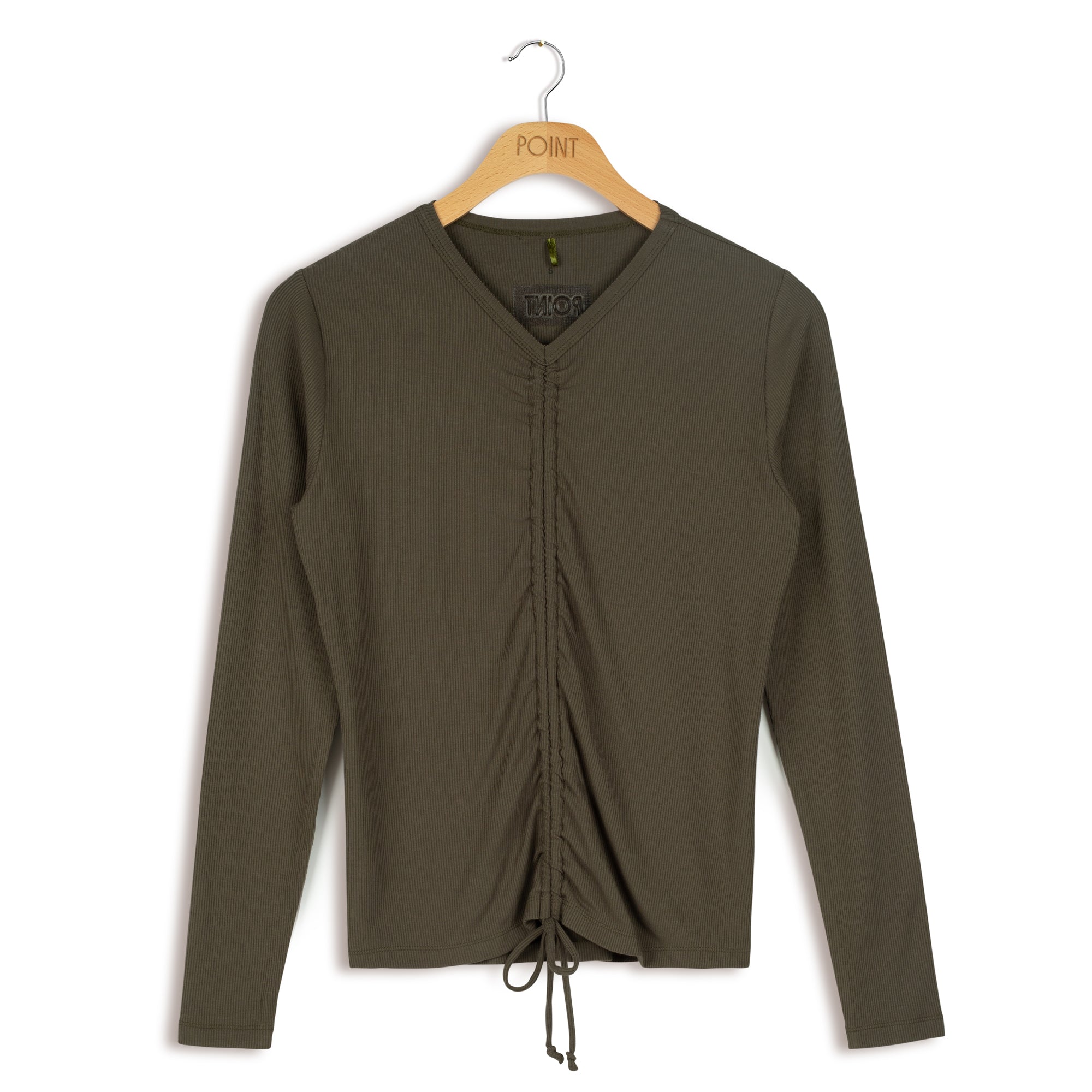 POINT L/S CROPPED RUCH TOP