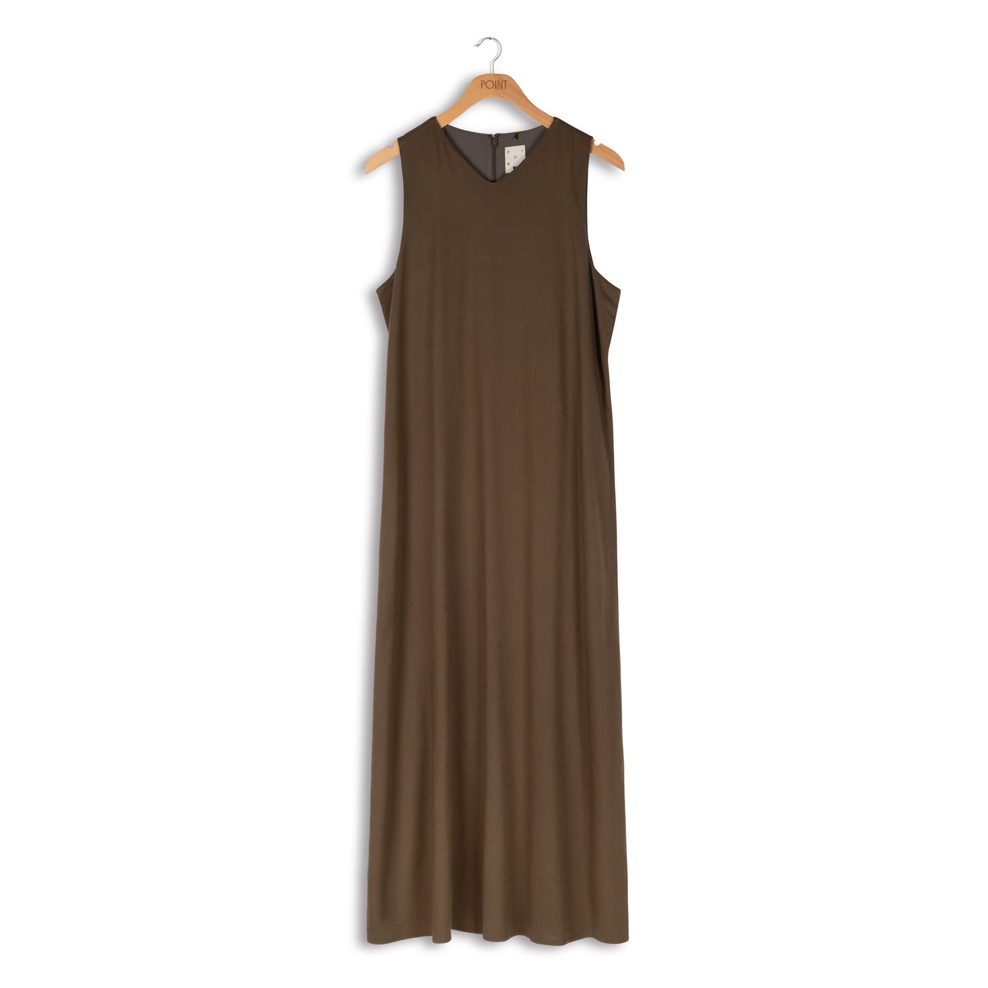 POINT A-LINE V-NECK LINEN DRESS