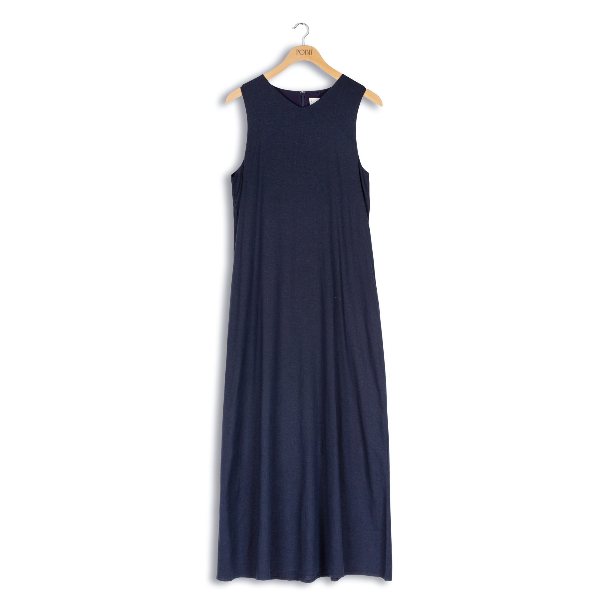 POINT A-LINE V-NECK LINEN DRESS