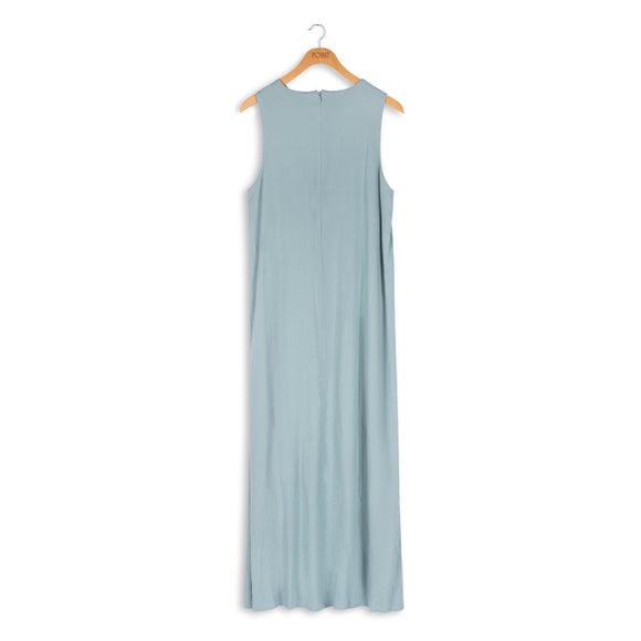 POINT A-LINE V-NECK LINEN DRESS