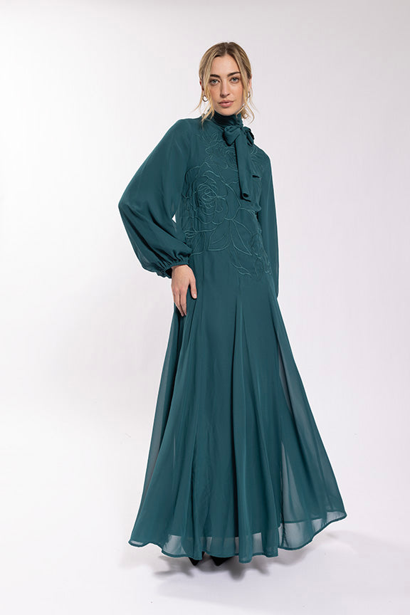 Soie Embroidered Floral Gown