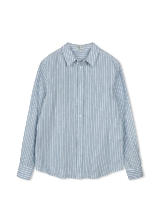 POINT STRIPE LINEN BLOUSE