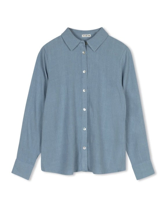 POINT LINEN BUTTON-UP SHIRT