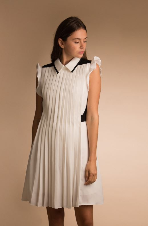 SARA NAVON LACE BACK PLEATED FRONT JUMPER