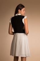 SARA NAVON LACE BACK PLEATED FRONT JUMPER