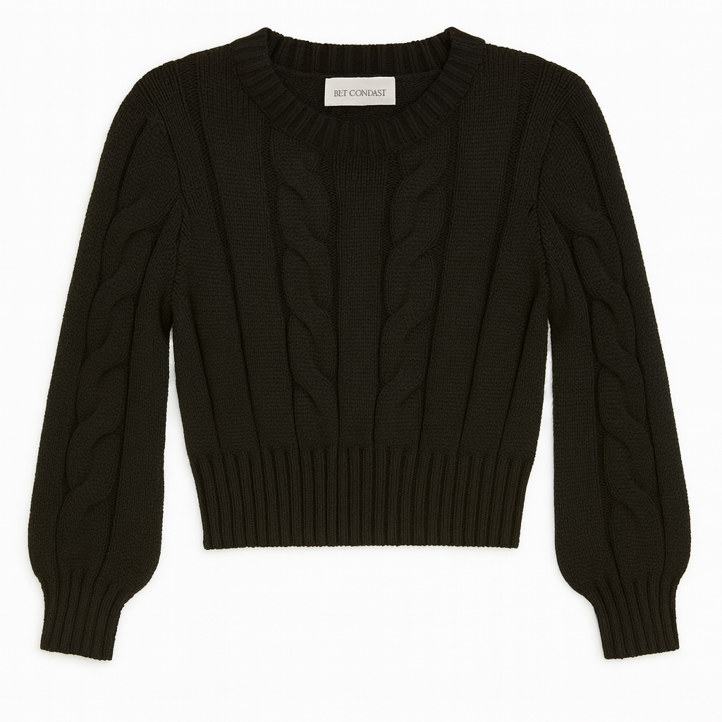 SELF CONTRAST AVI CABLE CROPPED SWEATER