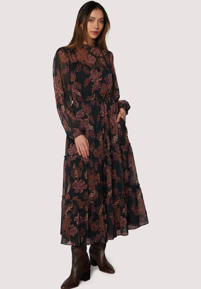 LOST + WONDER SHIMMER FLORAL LAYERED DRESS