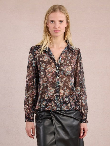 MOLLY BRACKEN SHEER PRINTED BLOUSE