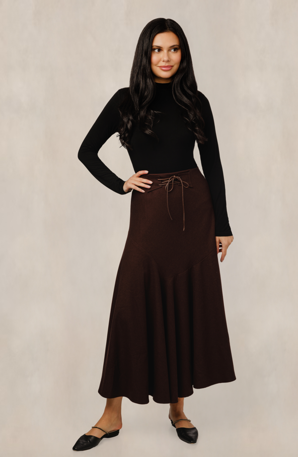 MAUVE LACE FRONT SKIRT