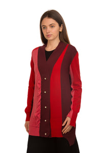 SARA NAVON COLORBLOCK RUFFLE CARDI
