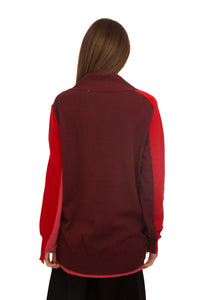 SARA NAVON COLORBLOCK RUFFLE CARDI