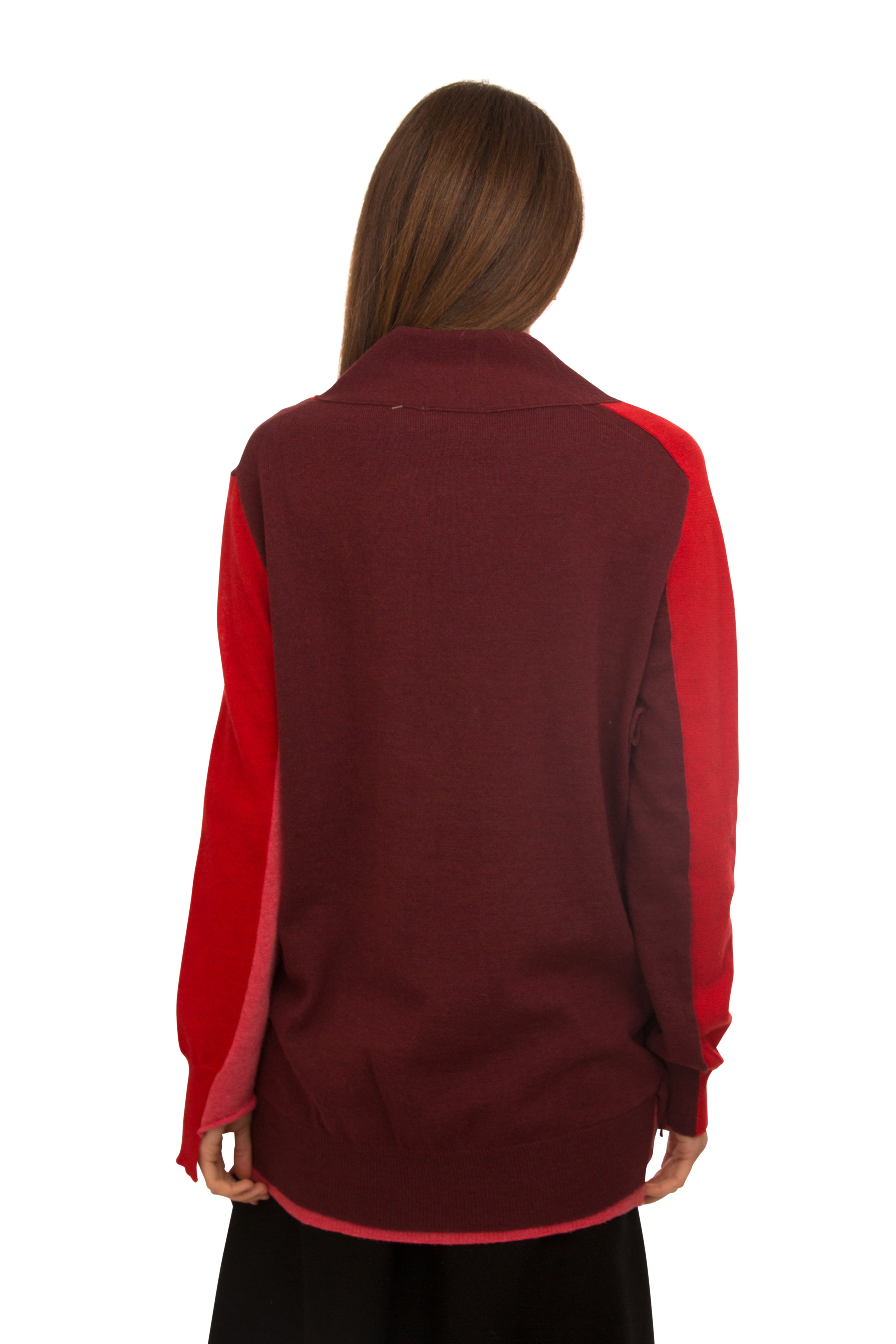 SARA NAVON COLORBLOCK RUFFLE CARDI