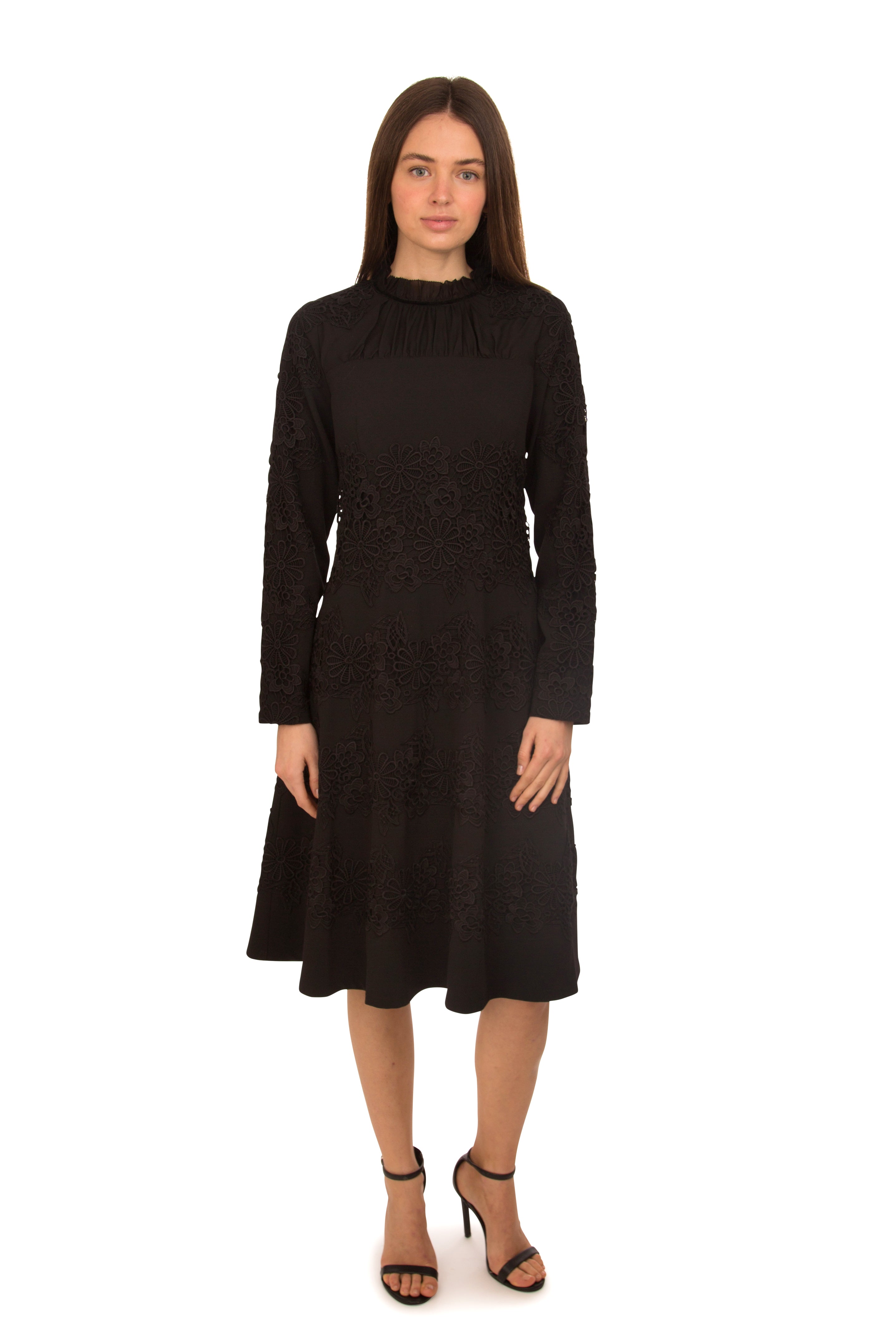 SARA NAVON FLORAL EMBROIDERED DRESS