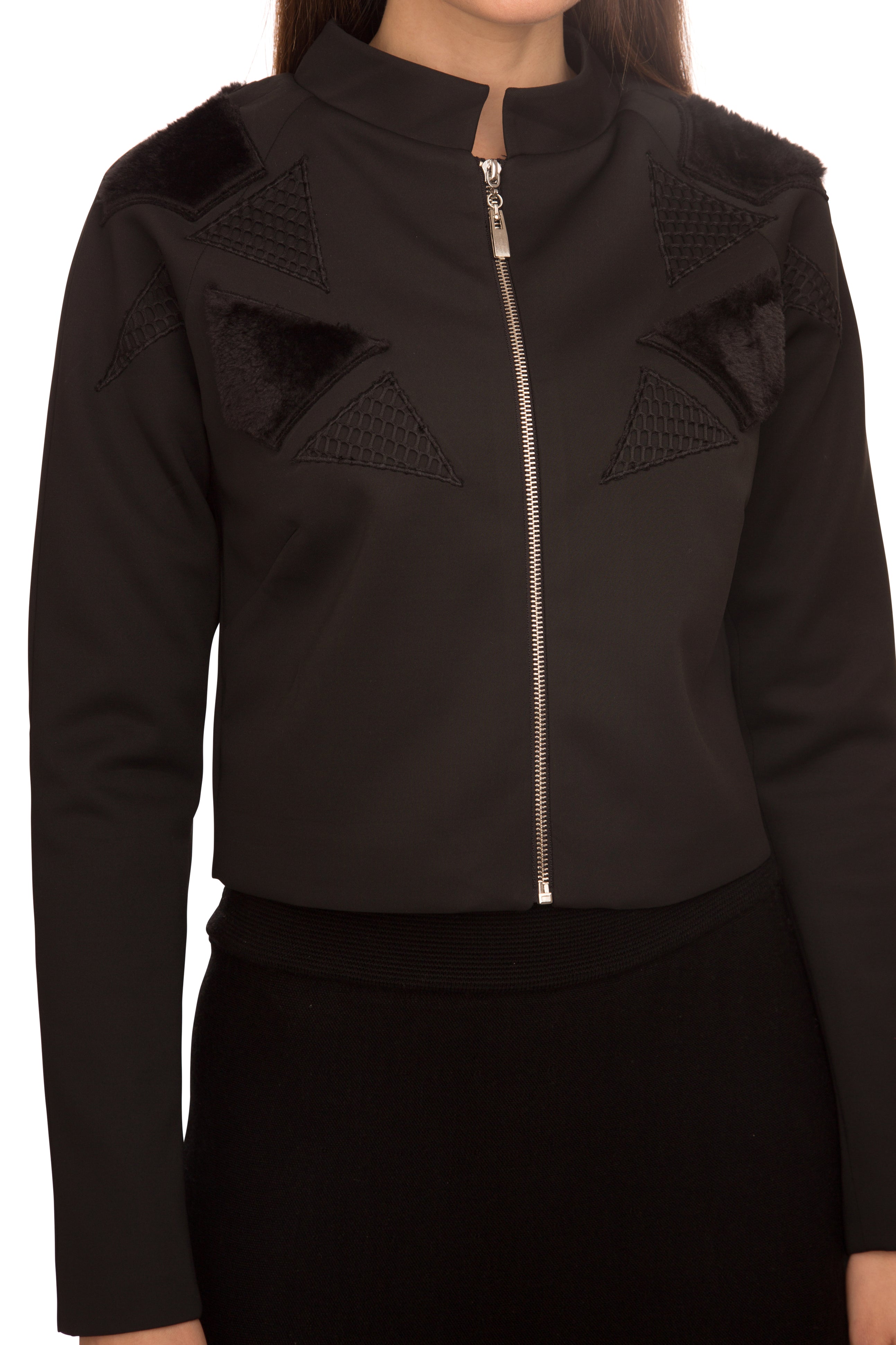 SARA NAVON SCUBA JACKET W FUR DETAIL