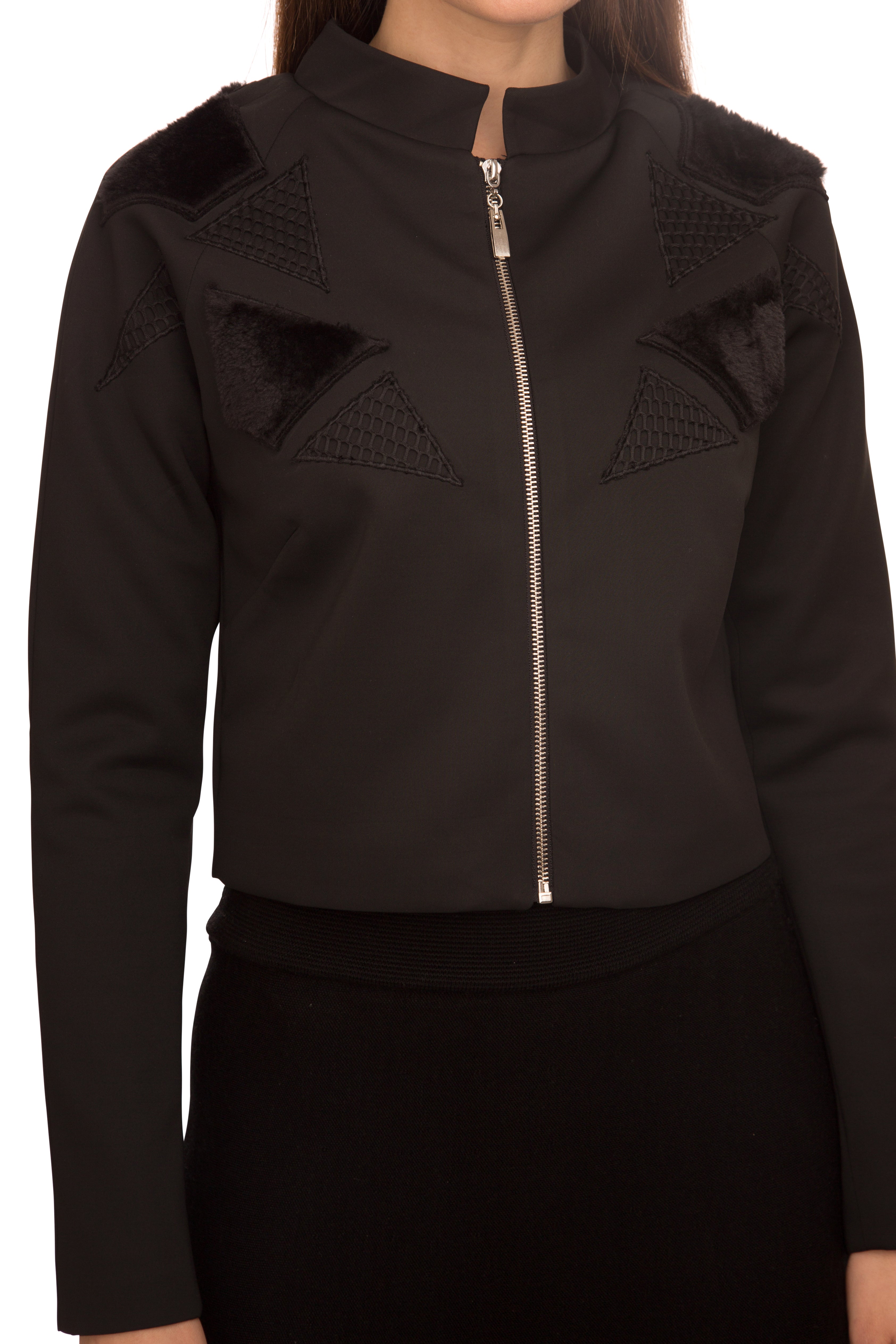 SARA NAVON SCUBA JACKET W FUR DETAIL