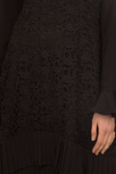 SARA NAVON LACE MINI PLEAT DROP RUFFLE DRESS
