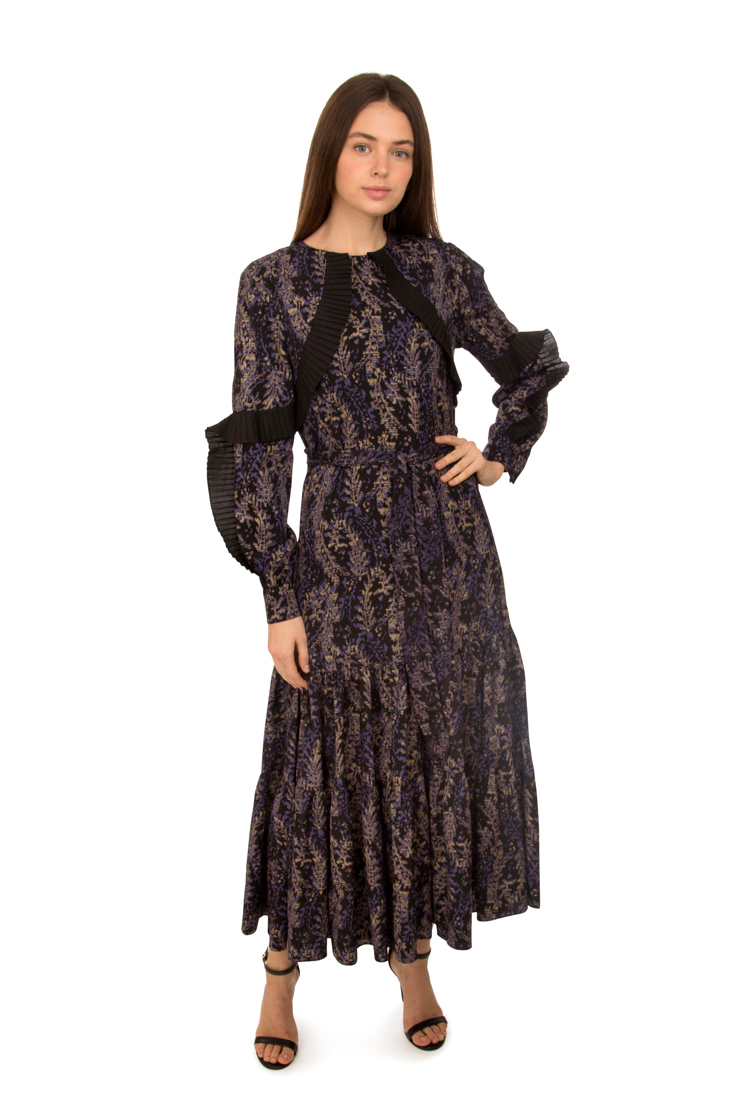 SARA NAVON MINI PLEAT RUFFLE DETAIL DRESS