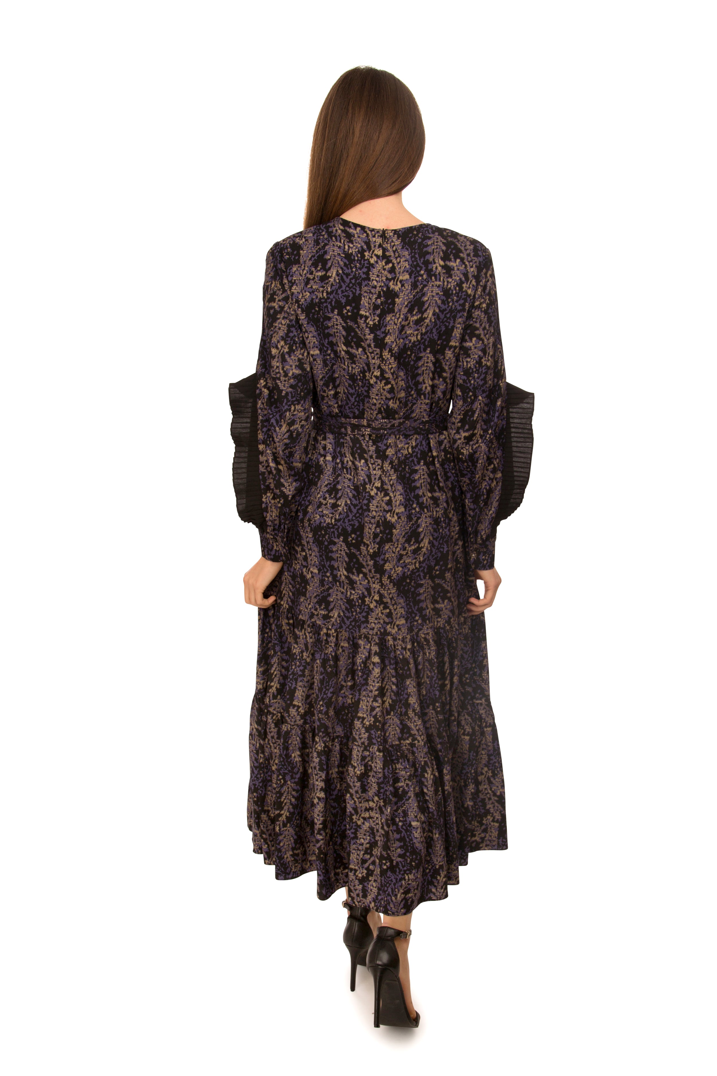SARA NAVON MINI PLEAT RUFFLE DETAIL DRESS