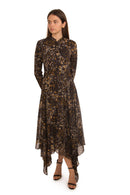 SARA NAVON PRINTED POP OF SHIMMER DRESS