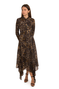 SARA NAVON PRINTED POP OF SHIMMER DRESS