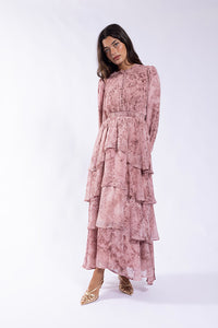 SOIE TIERED CHIFFON DRESS