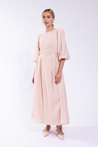 SOIE SIDE TIE PUFF SLEEVE DRESS