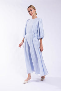 SOIE SIDE TIE PUFF SLEEVE DRESS