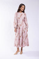 SOIE PRINTED EMPIRE-WAIST DRESS