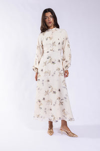 SOIE BLURRED FLORAL MIDI DRESS