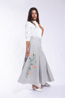 SOIE PRINTED LINEN PANEL SKIRT