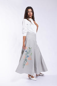 SOIE PRINTED LINEN PANEL SKIRT