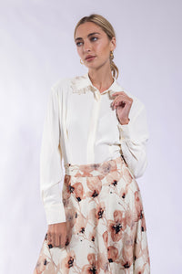 SOIE PEARL TRIM BLOUSE