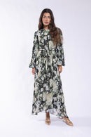 SOIE CRINKLED FLORAL MAXI DRESS