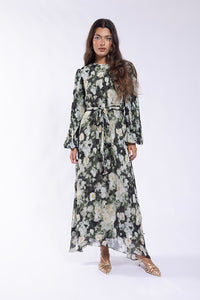 SOIE CRINKLED FLORAL MAXI DRESS