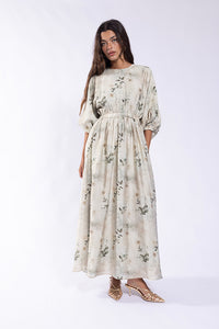 SOIE BLOUSON WAISTED PRINTED DRESS