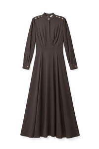 SOIE GROMMET TRIMMED SATIN DRESS