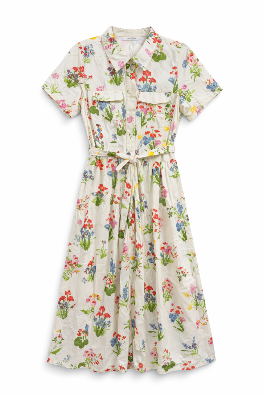 ZOE AND CLAIRE TIERED FLORAL SHIRTDRESS