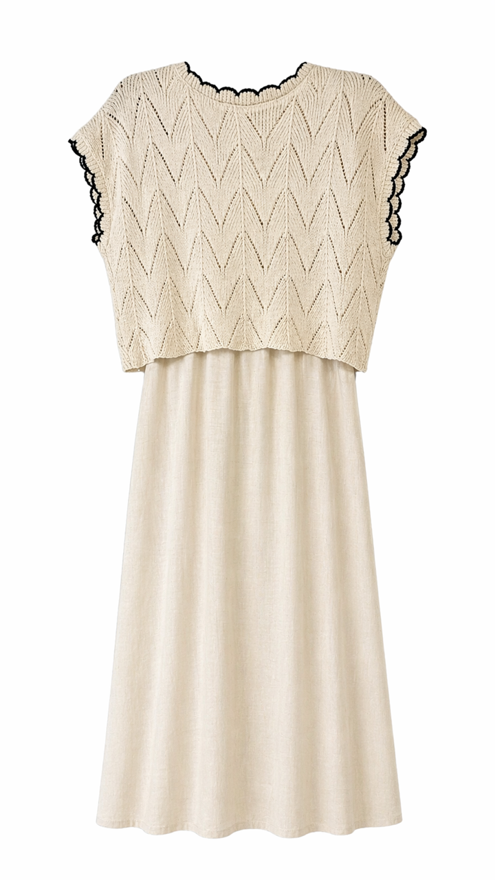 ZOE AND CLAIRE SLEEVELESS COMBO DRESS