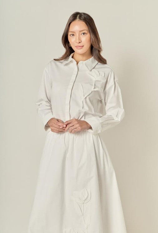 ENGLISH FACTORY APPLIQUE ACCENT SHIRT