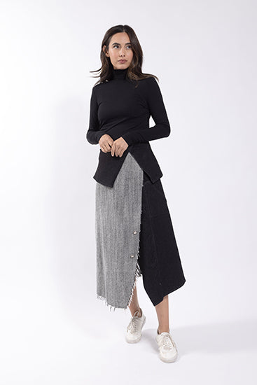 STATIC Combo Fabric Denim Skirt