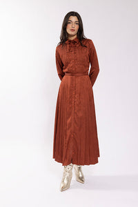 Static Printed Silky Pleated Dress
