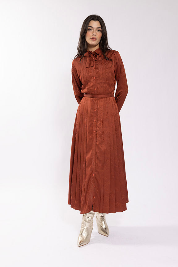Static Printed Silky Pleated Dress