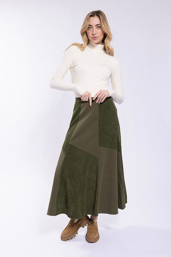 Static Corduroy Combo Skirt