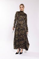 Static Ruched Sleeve Printed Dress