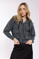 Static Striped Pocket Zip Up