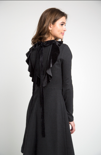 STATIC VELVET RUFFLE BOW DRESS