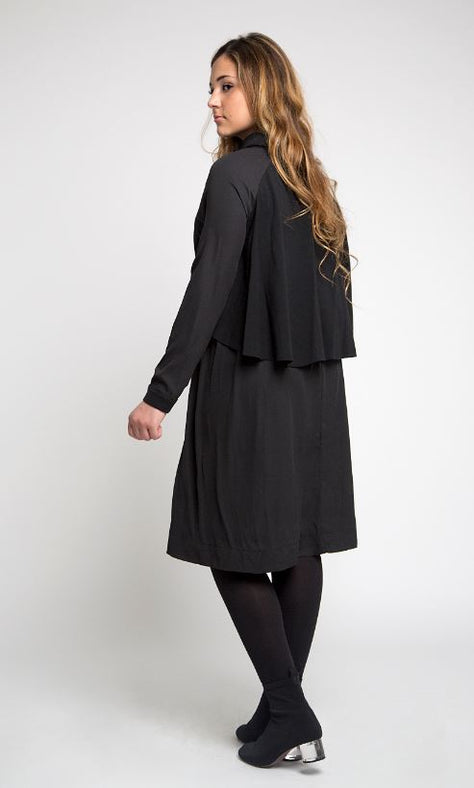 STATIC BUTTONDOWN CAPE DRESS